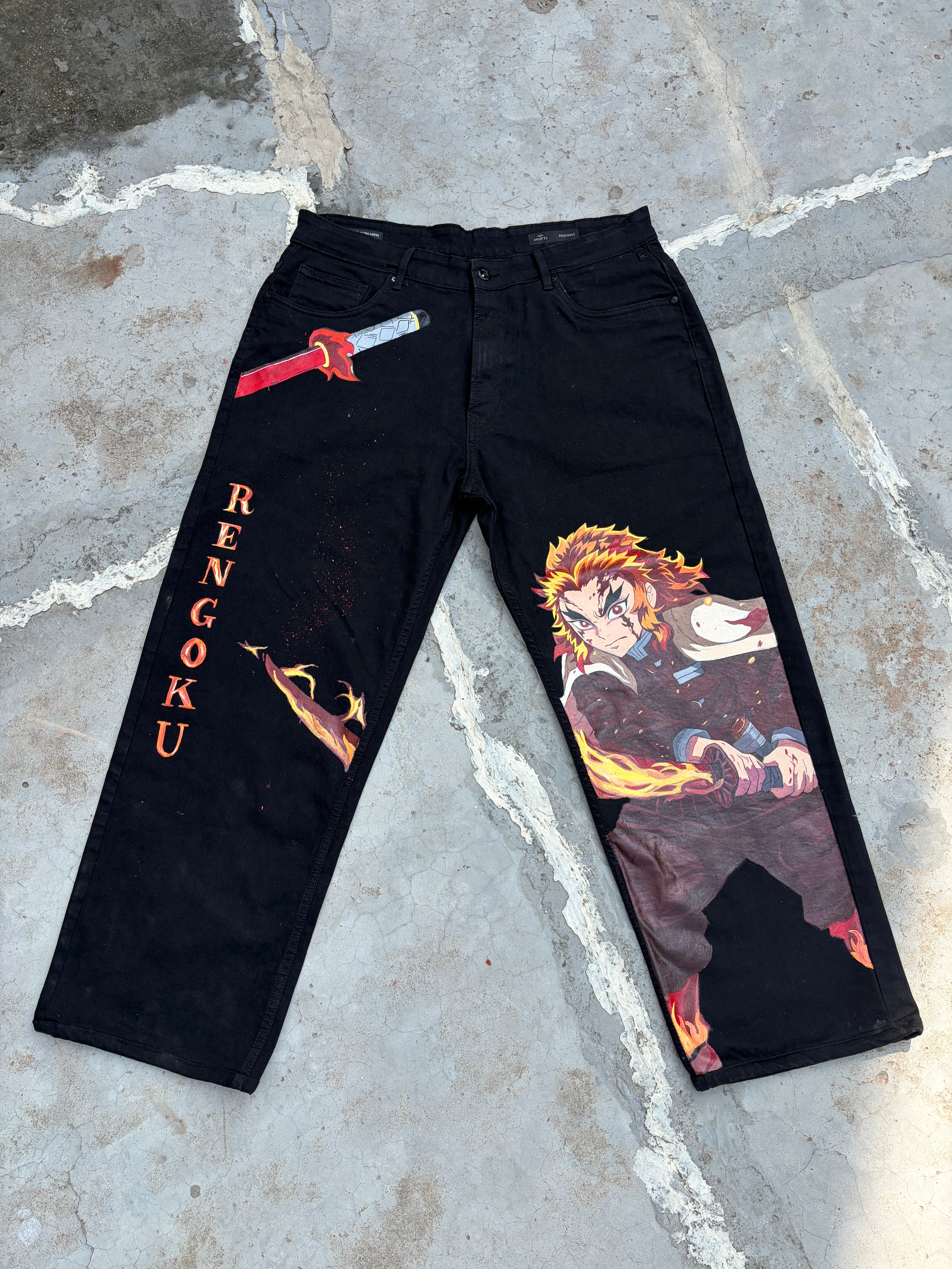 Rengoku On Black Jeans