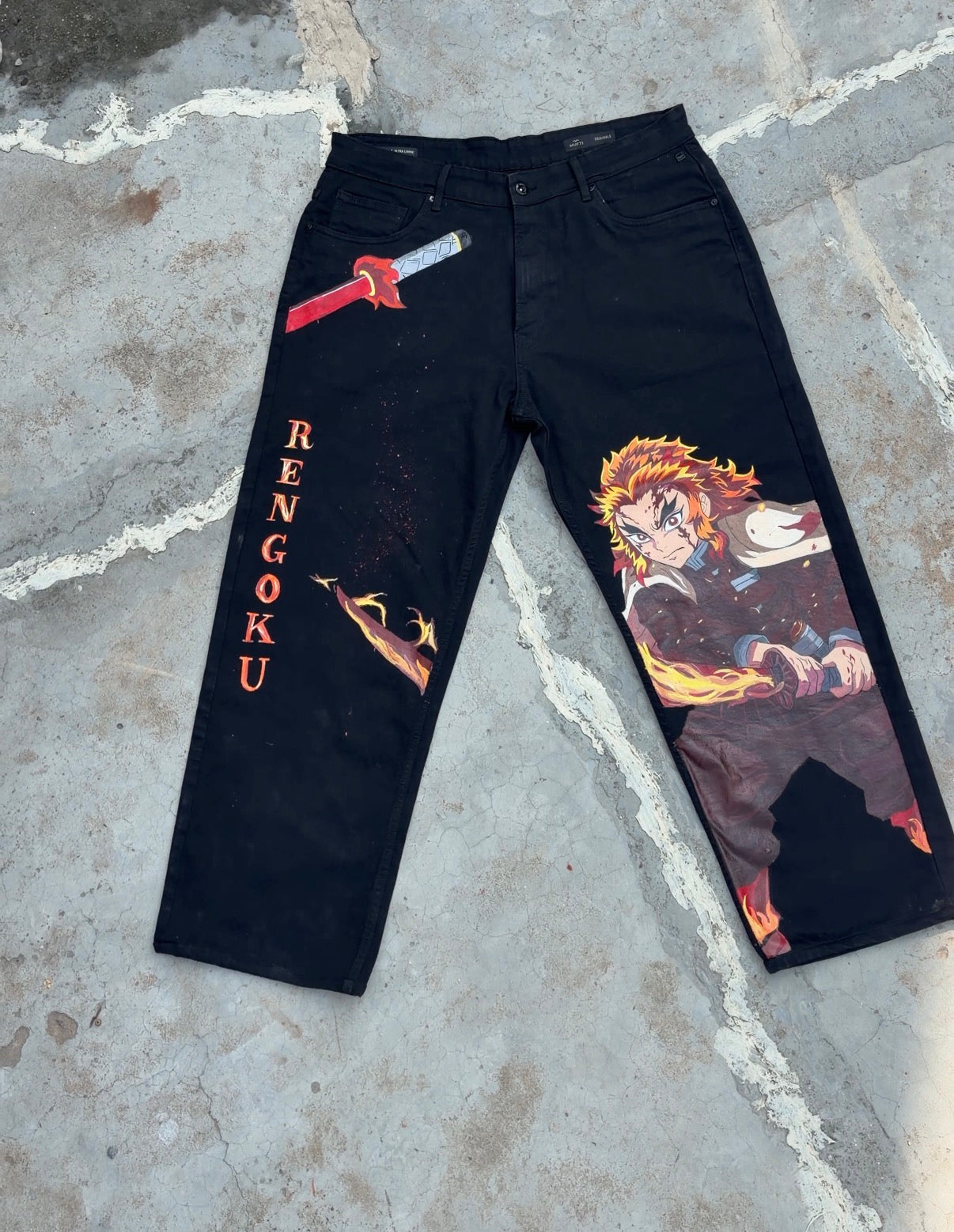Rengoku On Black Jeans