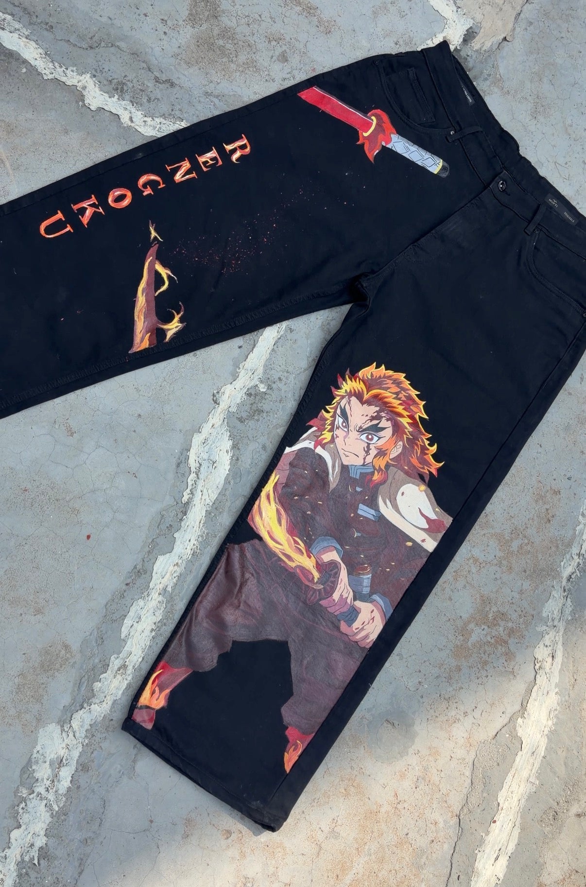 Rengoku On Black Jeans