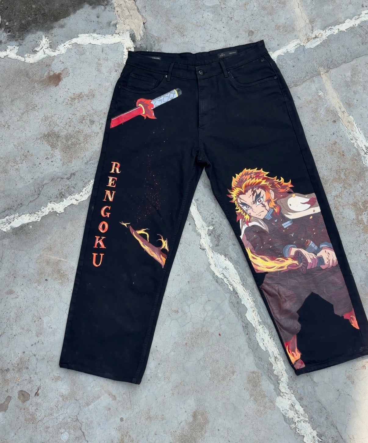 Rengoku On Black Jeans