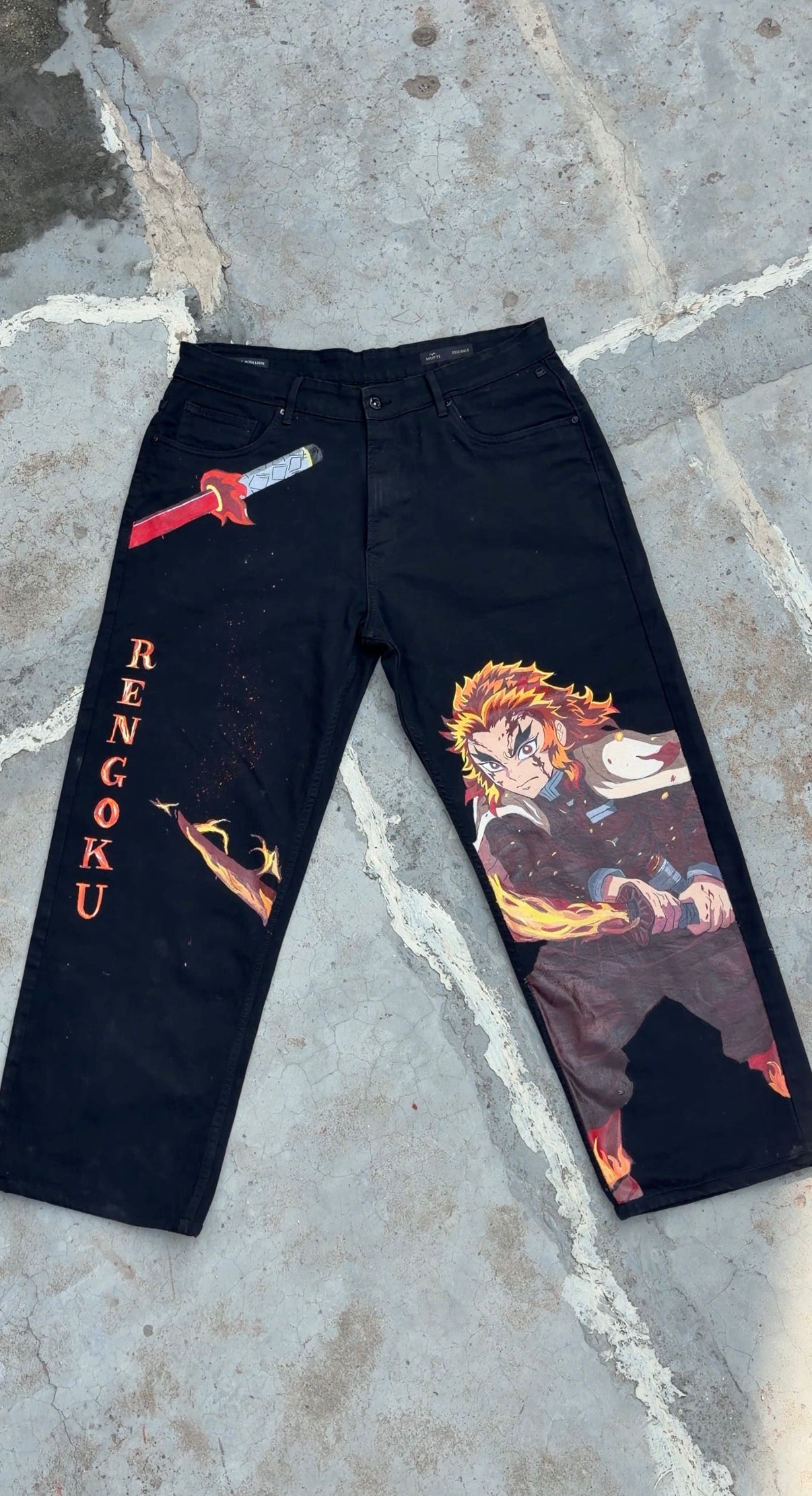 Rengoku On Black Jeans